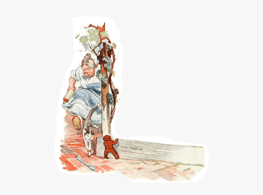 Vintage Illustration Of Cook Chasing Gingerbread Man, - Illustration, HD Png Download, Free Download