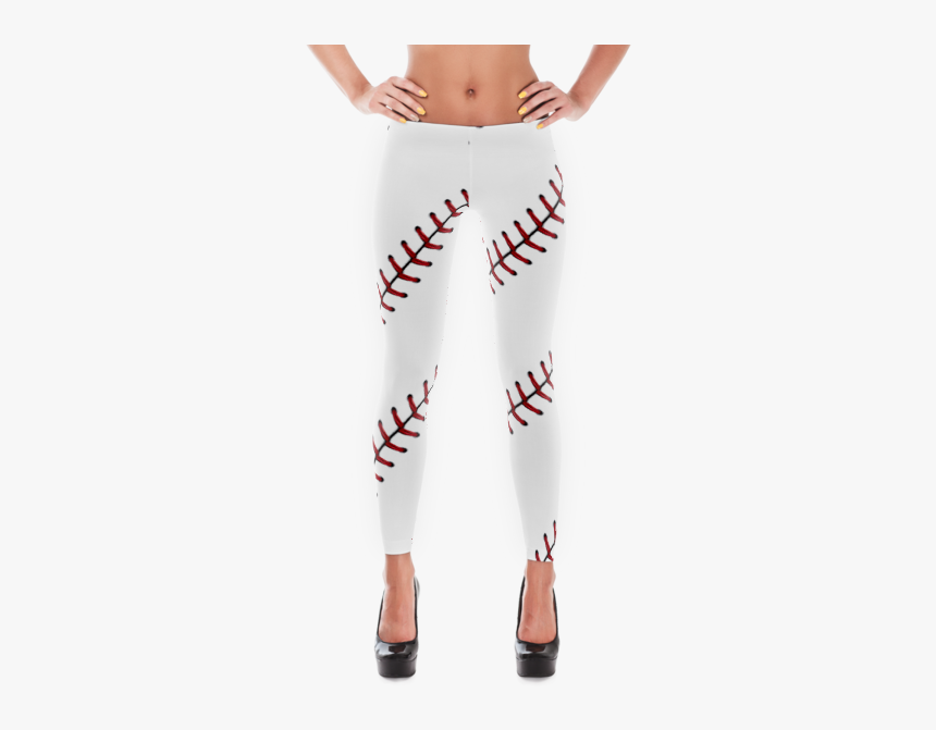 Baseball Stitch Png - Black Red White Stripe Leggings, Transparent Png, Free Download