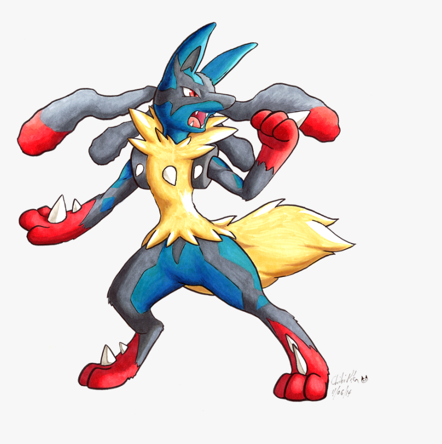 Mega Lucario In Copic - Dibujos De Pokemon Mega Lucario, HD Png Download, Free Download