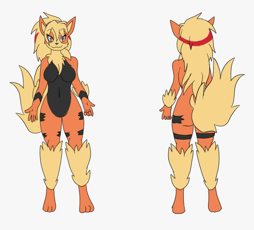 Rina Arcanine Front And Back - Cartoon, HD Png Download, Free Download