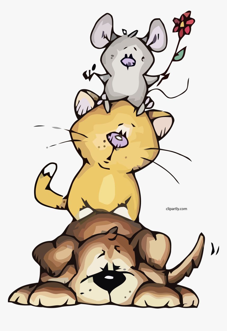 Cat Is Between The Mouse And Dog Clipart, HD Png Download, Free Download