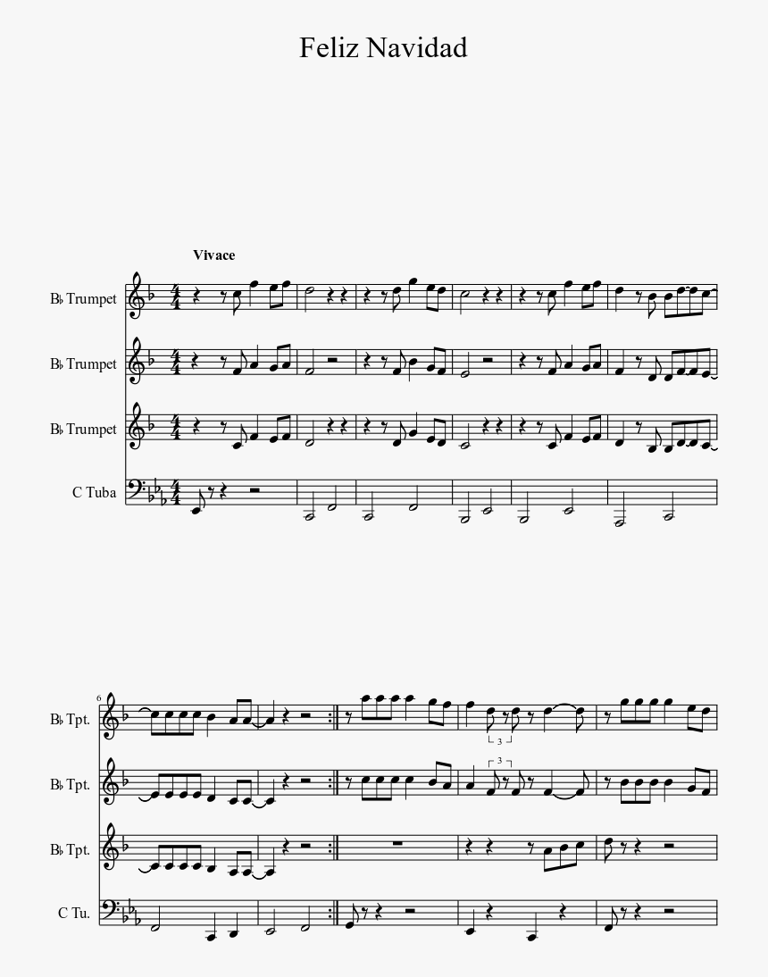 Feliz Navidad Sheet Music 1 Of 2 Pages - Sheet Music, HD Png Download, Free Download