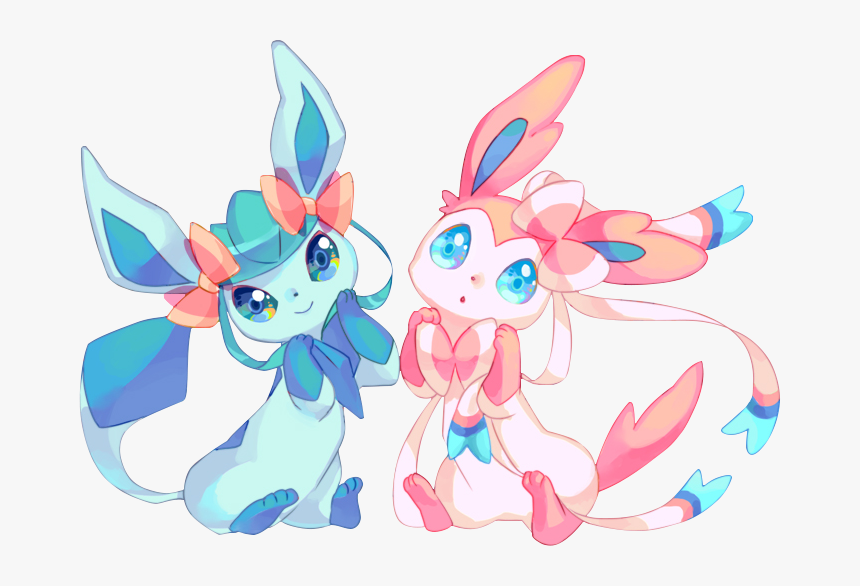 #pokemon #glaceon #sylveon #kawaii #cute #eevelutions - Eevee Evolutions Happy Birthday, HD Png Download, Free Download