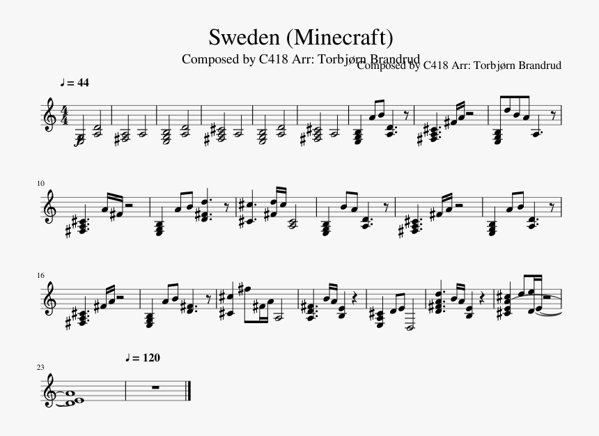 Sweden Slide, Image - Minecraft Sweden Piano Pdf, HD Png Download, Free Download