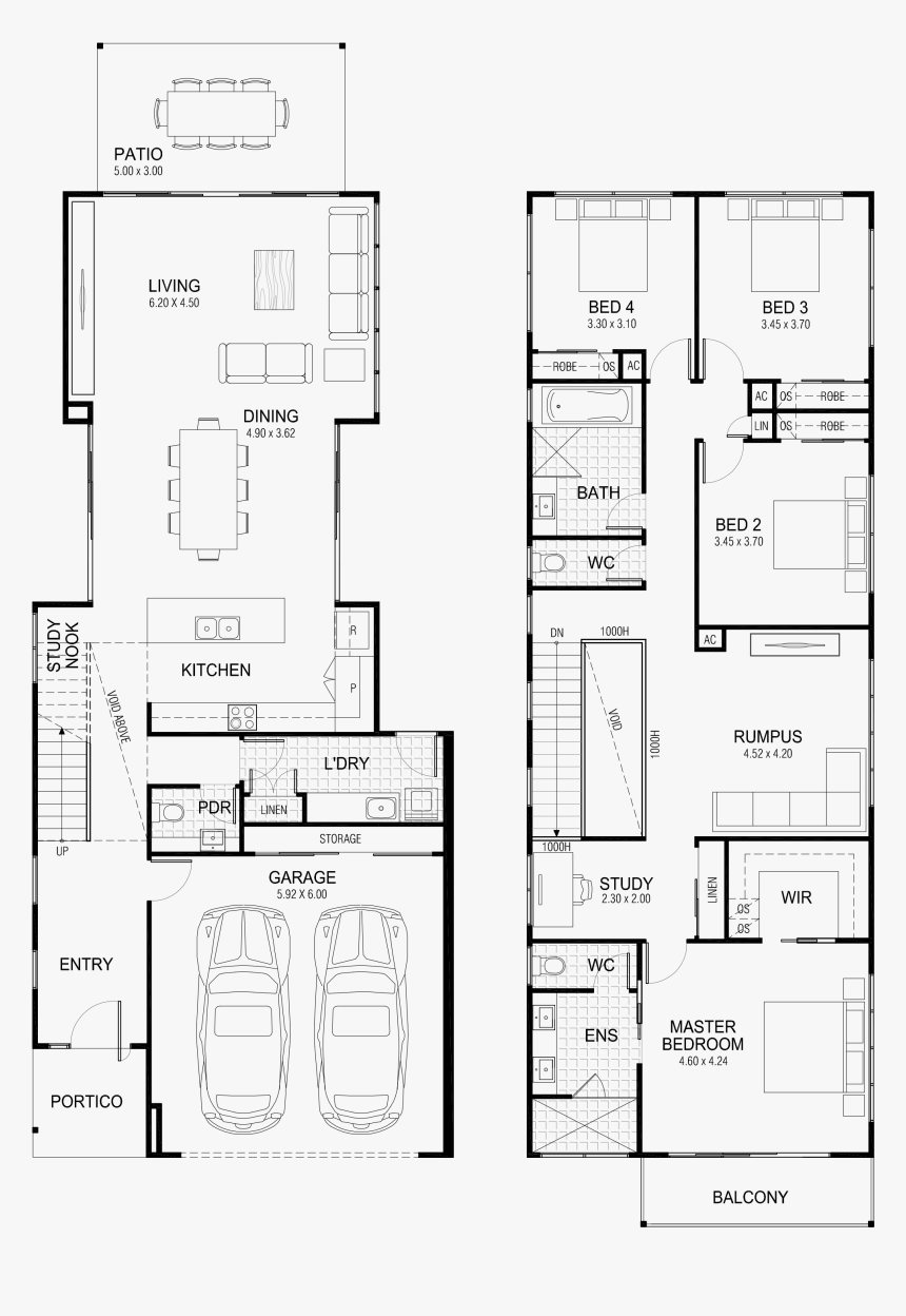 Picture Transparent Floor Lake Pinterest Outdoor Living - Narrow House Plans 2 Story, HD Png Download, Free Download
