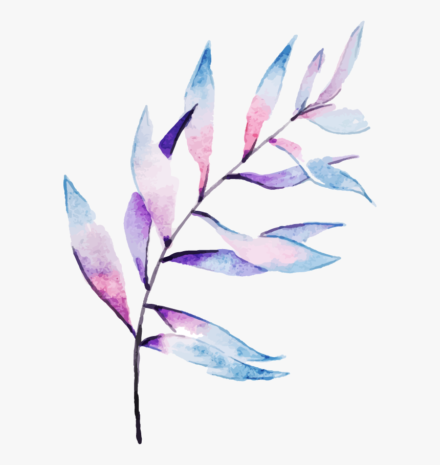 Watercolor Purple Leaves Png, Transparent Png, Free Download