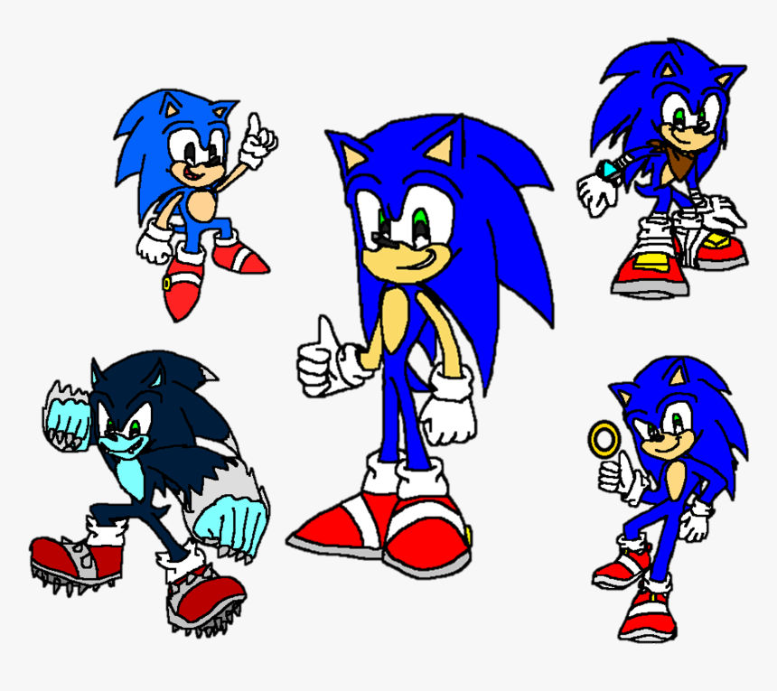 Sonic The Hedgehog Classic, Modern, Werehog, Boom And - Classic Sonic And Modern Sonic And Sonic Boom, HD Png Download, Free Download