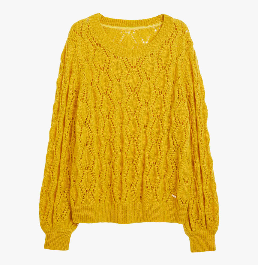 Hole-knitted Sweater Yellow - Sweater, HD Png Download, Free Download