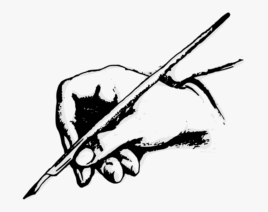 Quill Clipart Hand Holding - Black And White Hand Writing Clipart, HD Png Download, Free Download
