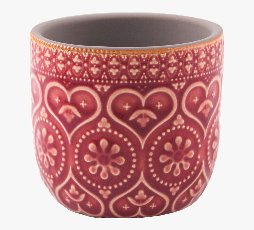 Cachepot De Cerâmica Com Relevos De Coração Vermelho - Ceramic, HD Png Download, Free Download