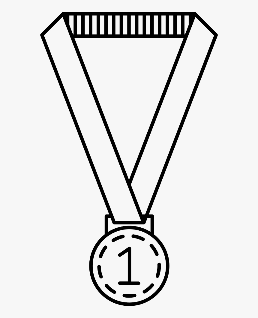 Medal Hanging Of A Ribbon - Clip Art Medal Black And White, HD Png Download, Free Download