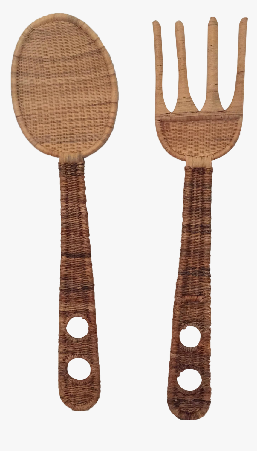 Big Wooden Spoon And Fork - Rattan Spoon, HD Png Download, Free Download