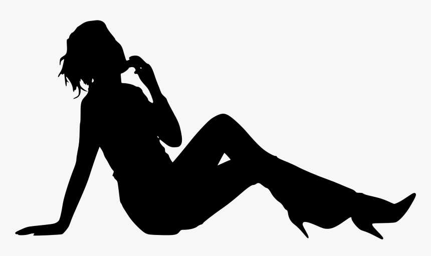 Girl Sitting Silhouette Png, Transparent Png, Free Download