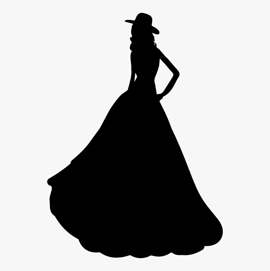 Gown,victorian Fashion,silhouette - Woman Silhouette In Dress, HD Png Download, Free Download