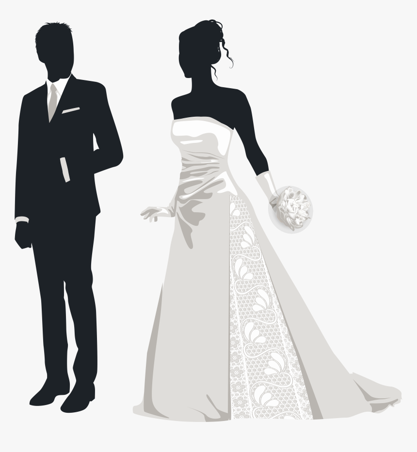 Bride And Groom Silhouettes Png Clip Art - Bride And Groom Png, Transparent Png, Free Download