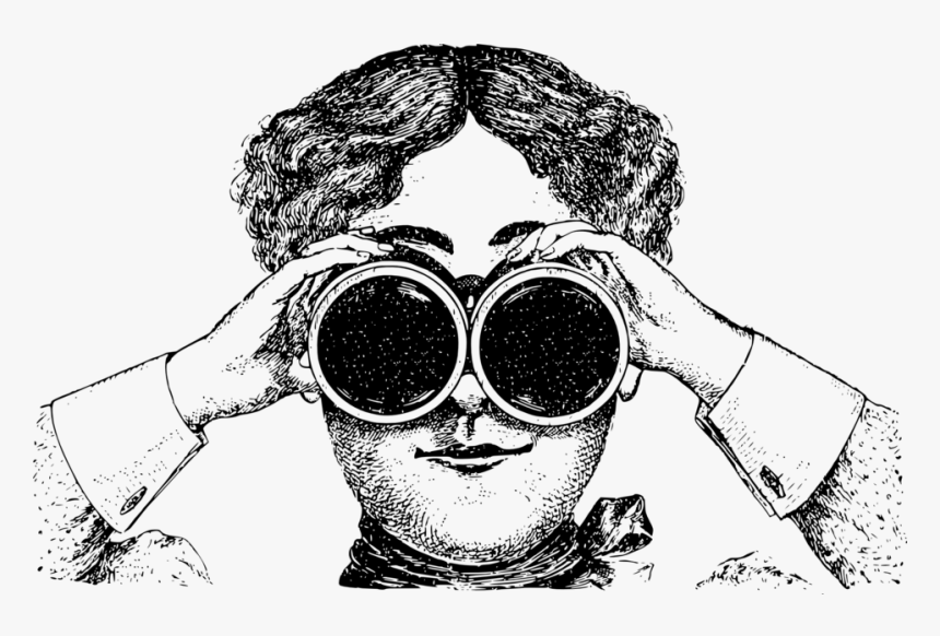 Woman Looking Through Binoculars Vintage, HD Png Download, Free Download