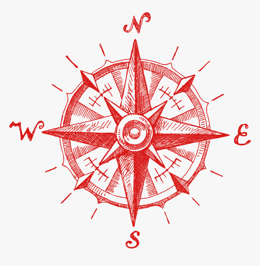 Transparent North Pole Clipart - Compass Rose Drawing, HD Png Download, Free Download