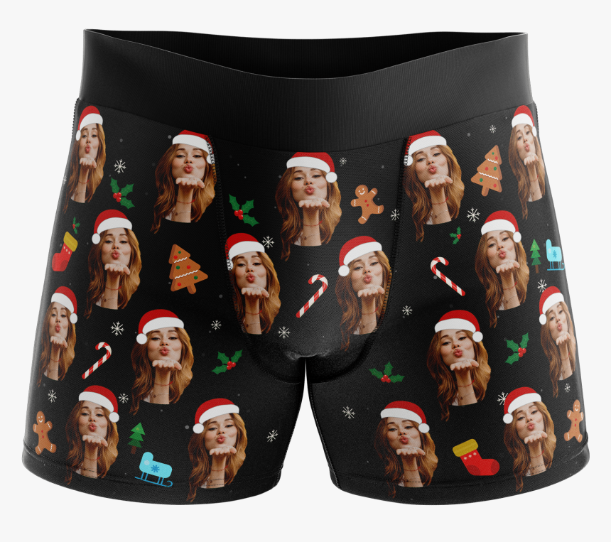 Santa Hat Black Boxers Face - Christmas, HD Png Download, Free Download