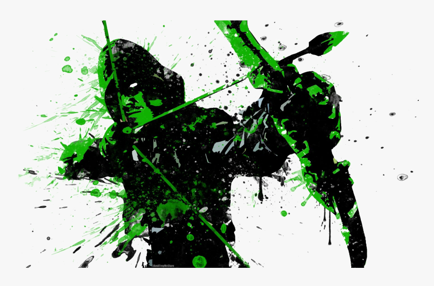 Green Arrow Png Free Download - Green Arrow Splatter Art, Transparent Png, Free Download