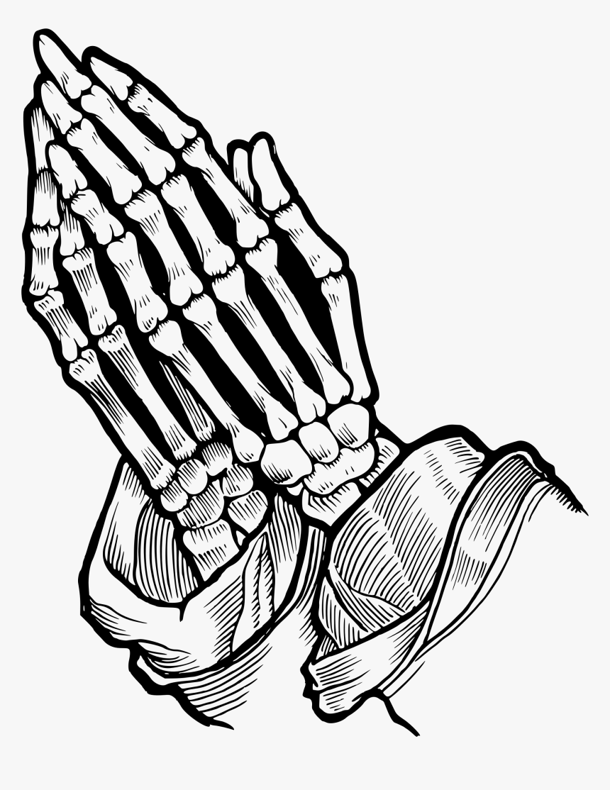 Praying Hands Prayer Bone Skull Drawing - Skeleton Praying Hands Vector, HD Png Download, Free Download