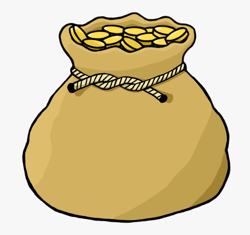 Gold Drawing Money Bag - Bag Of Coins Clipart, HD Png Download, Free Download