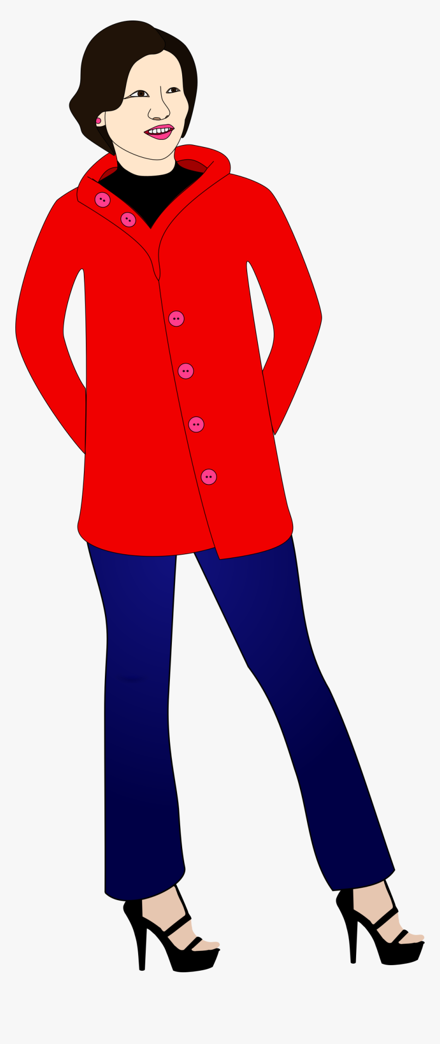 People Clipart Jeans - Woman In Coat Clipart, HD Png Download, Free Download