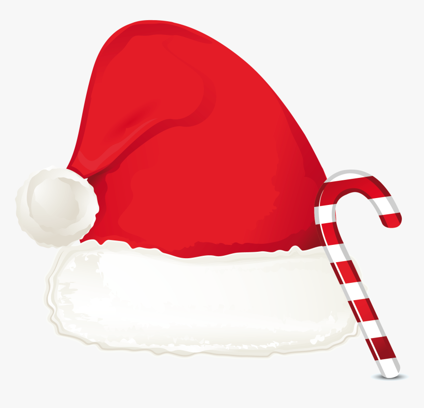 Christmas Candy Cane Ornament And Santa Hat Png Clipart - Christmas Hat And Candy Cane, Transparent Png, Free Download