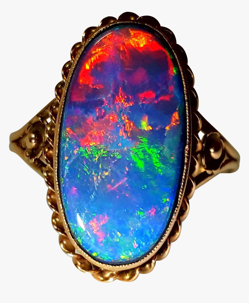 Black Opal Jewelry Black Opal Jewelry Natural Lightning - Antique Black Opal Ring, HD Png Download, Free Download
