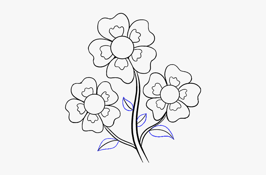 How To Draw Cartoon Flowers - Drawing Of Flowers Easy, HD Png Download, Free Download