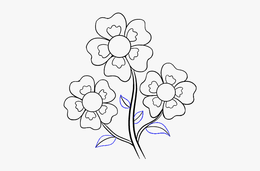 How To Draw Cartoon Flowers Drawing Of Flowers Easy, HD Png Download
