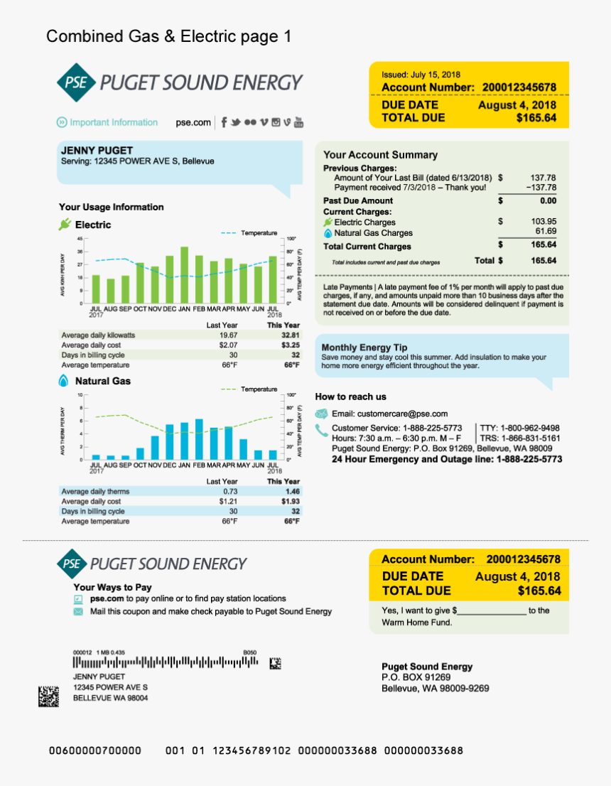 Puget Sound Energy Bill, HD Png Download, Free Download