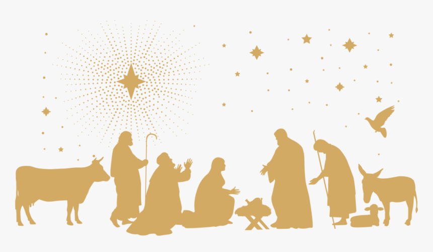 Nativity Of Jesus Nativity Scene Biblical Magi Las - Christmas Nativity Black And White, HD Png Download, Free Download