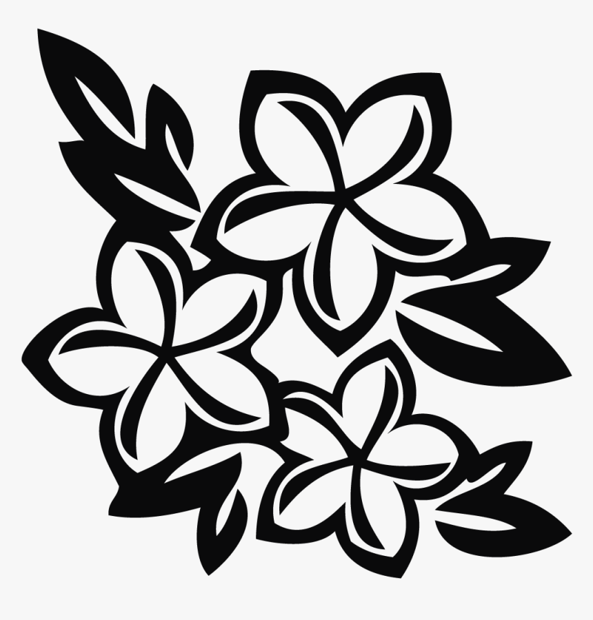 Drawing Flower Cliparts - Black And White Hawaiian Flower, HD Png Download, Free Download