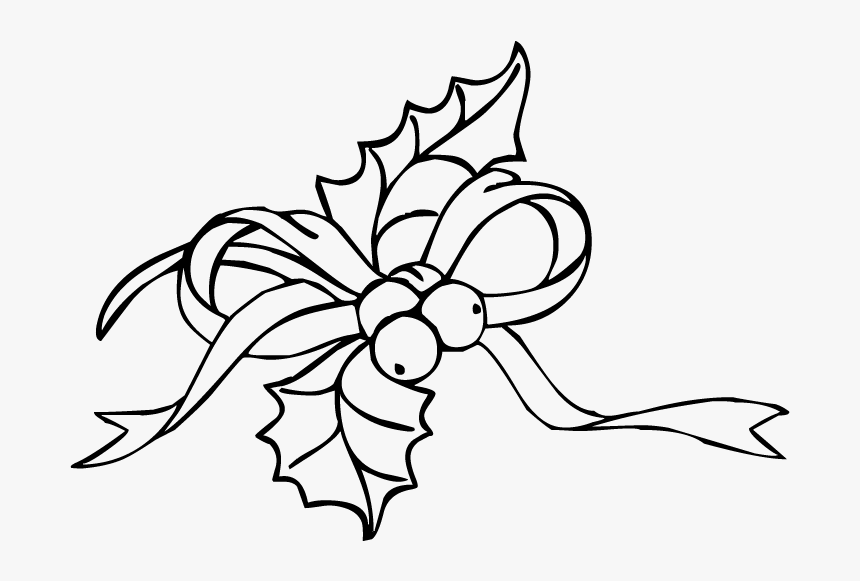 Christmas Holly Black And White Clipart, HD Png Download, Free Download