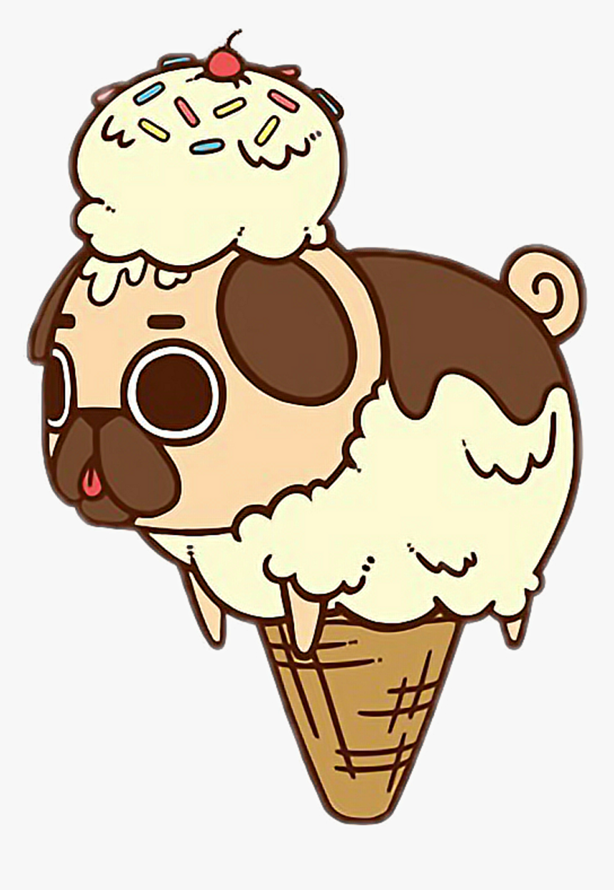 Transparent Pug Clipart - Pug Ice Cream Drawing, HD Png Download, Free Download