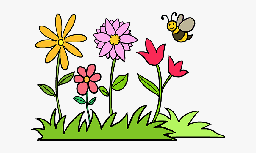How To Draw Flower Garden - Flower Garden Easy Drawing, HD Png Download, Free Download