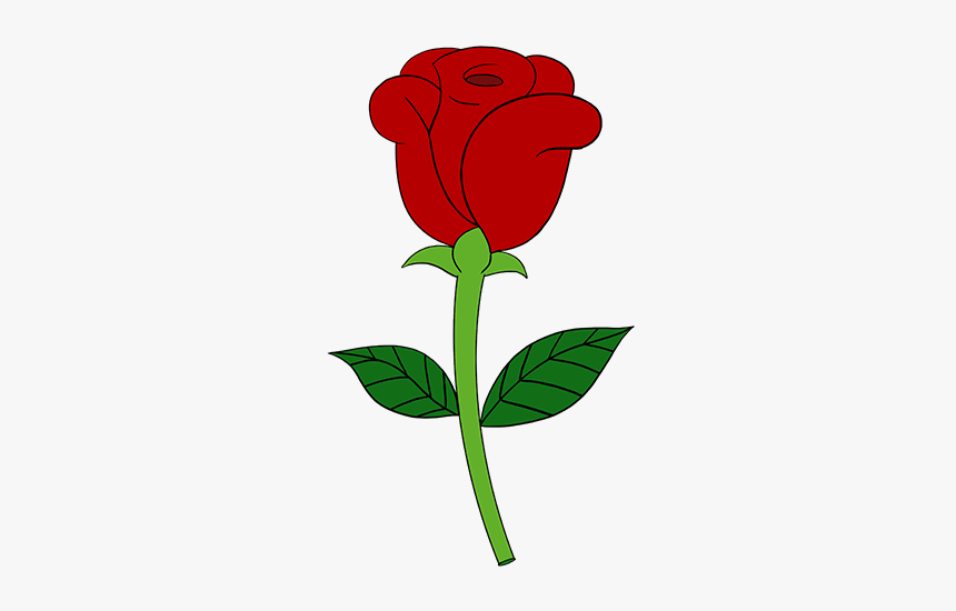 Rose Cartoon Drawing How To Draw A Flowers Bouquet - Simple Red Rose Cartoon,  HD Png Download - kindpng