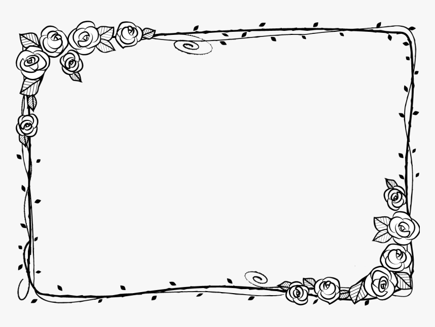 Black And White Beach Rose Adobe Illustrator - Border Black Frame Transparent Png, Png Download, Free Download