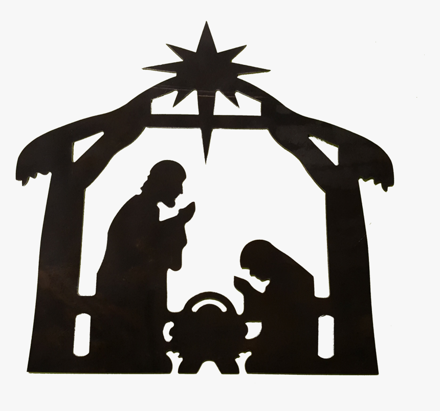 Clip Art Mary Joseph And Baby Jesus Silhouette - Nativity Scene Silhouette Png, Transparent Png, Free Download