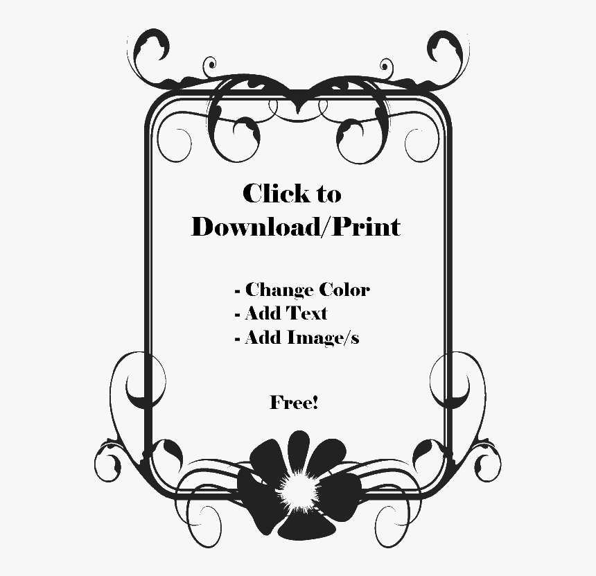 Flower Page Border - Black And White Page Border Design, HD Png Download, Free Download