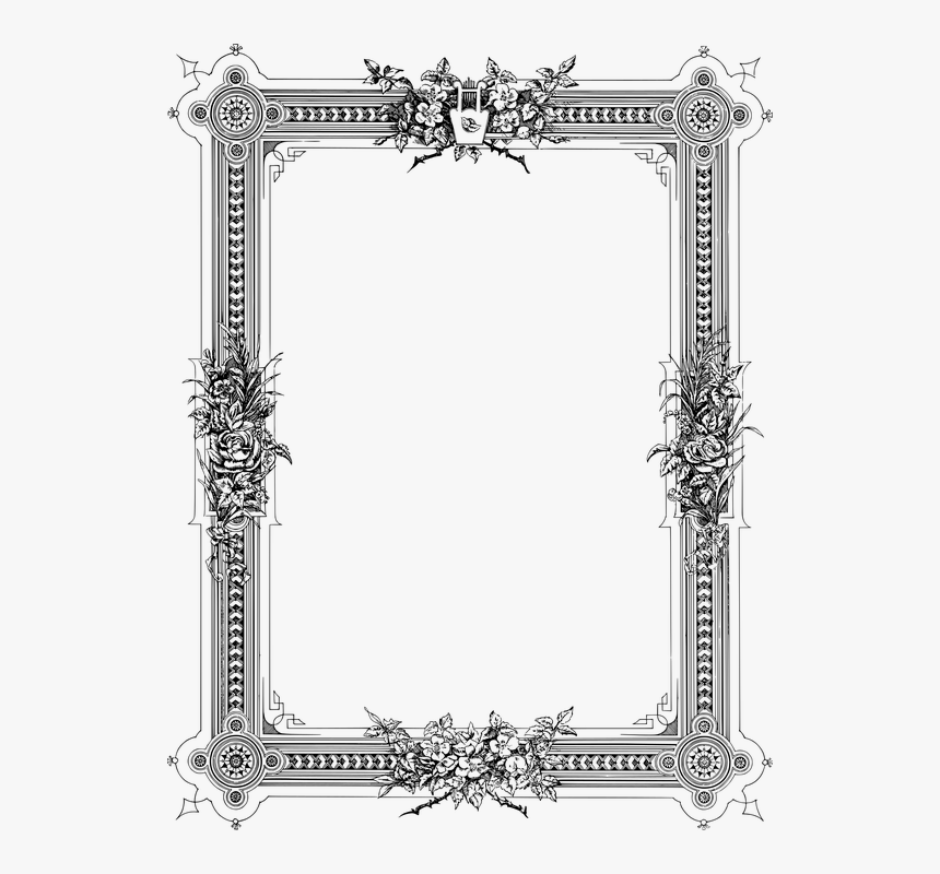 Vintage Frame Line Art Decorative Ornamental - Dessin Au Trait Cadre, HD Png Download, Free Download