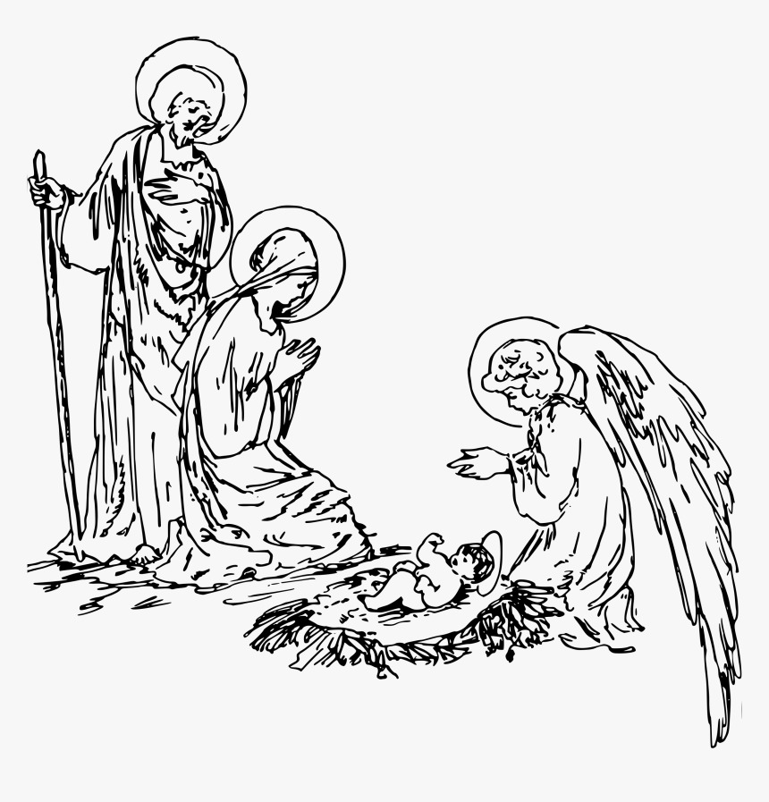 Public Domain Clip Art - Nativity Black And White, HD Png Download, Free Download