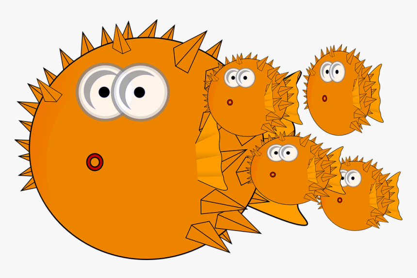 Fishes, Balloon, Family, School, Children, Orange - Funny Fish Clip Art, HD Png Download, Free Download