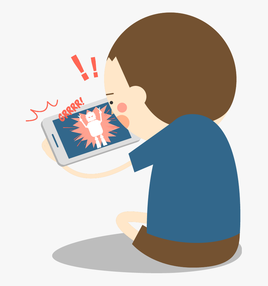 Playing Games Png - Playing Games On Phone Cartoon, Transparent Png, Free Download