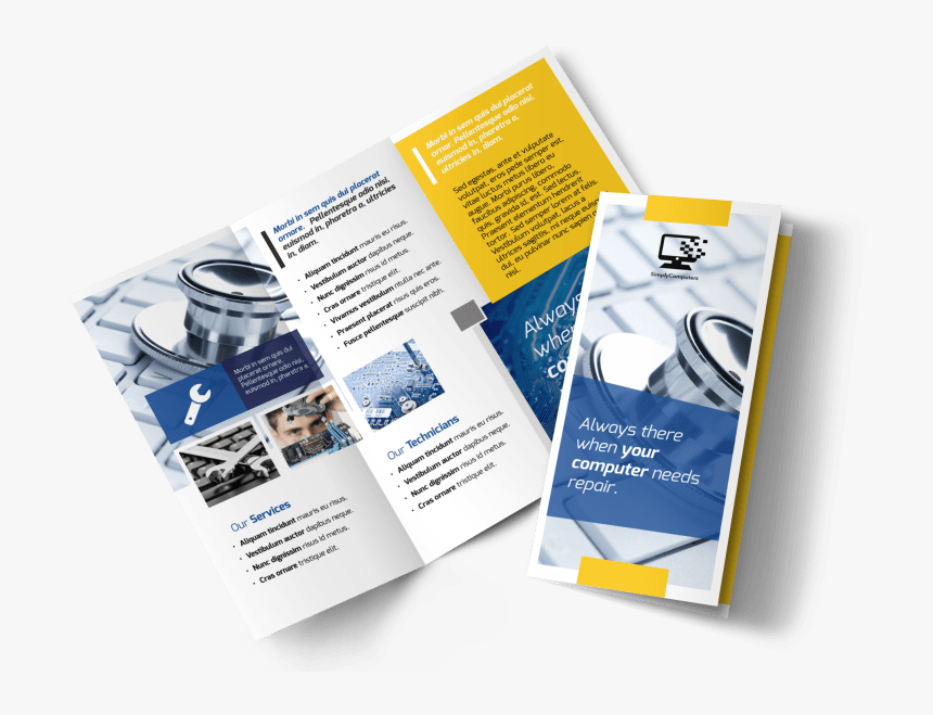 Classic Computer Repair Tri-fold Brochure Template - Tri Fold Brochure, HD Png Download, Free Download