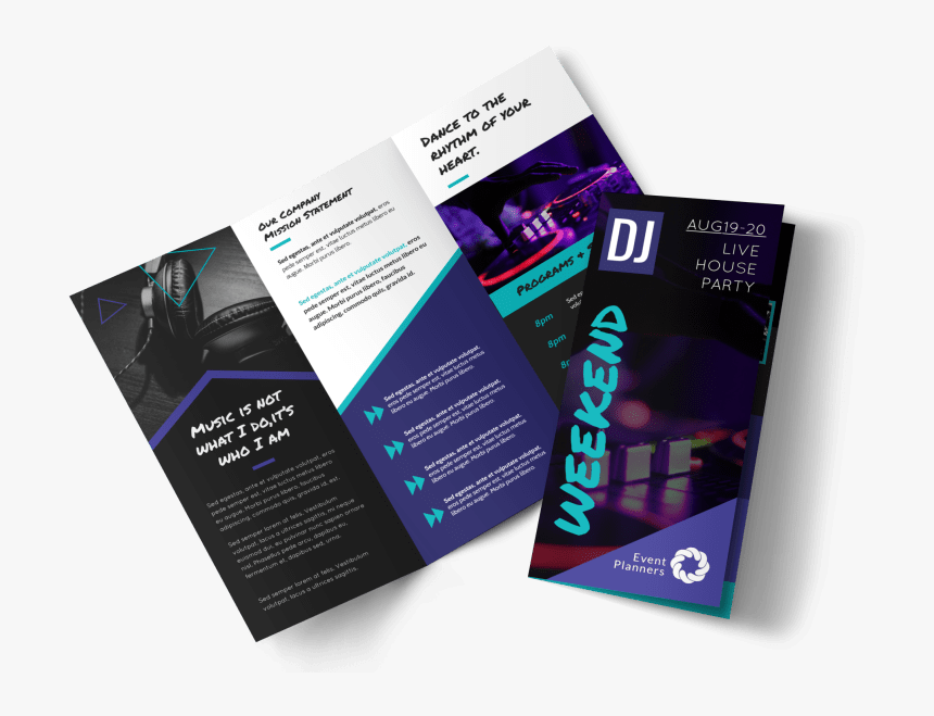Dj Weekend Tri-fold Brochure Template Preview - Brochure Templates, HD Png Download, Free Download