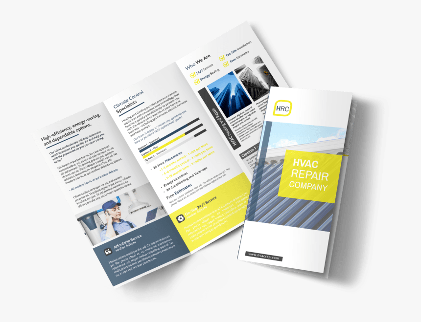 Hvac Repair Company Tri-fold Brochure Template Preview - Tri Brochure Examples Hvac, HD Png Download, Free Download