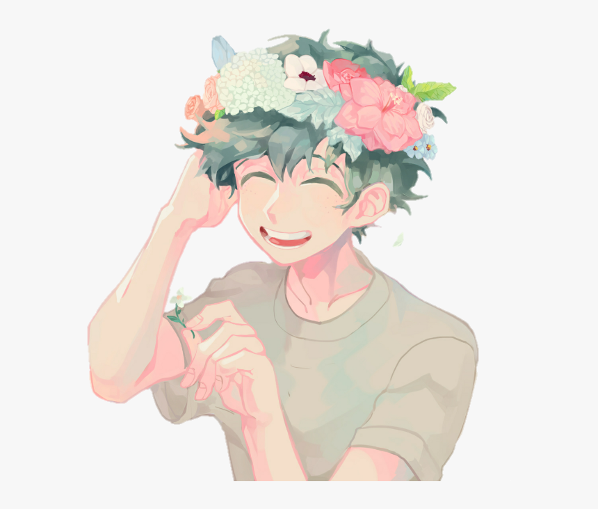 Paint,fictional Character,crown,clip - Deku With Flower Crown, HD Png Download, Free Download