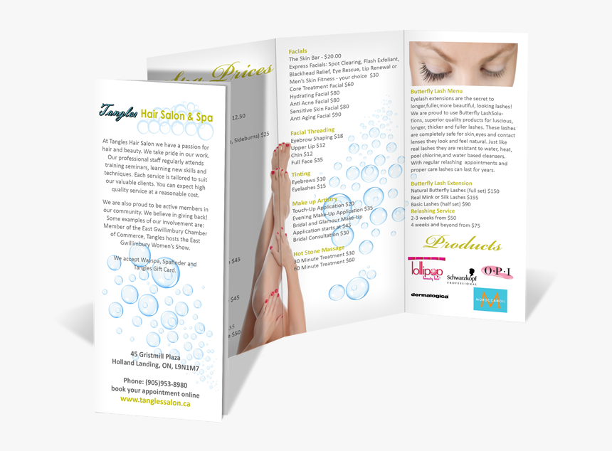 Tangles Hair Salon And Spa Tri-fold Brochure Design - Brochure, HD Png Download, Free Download