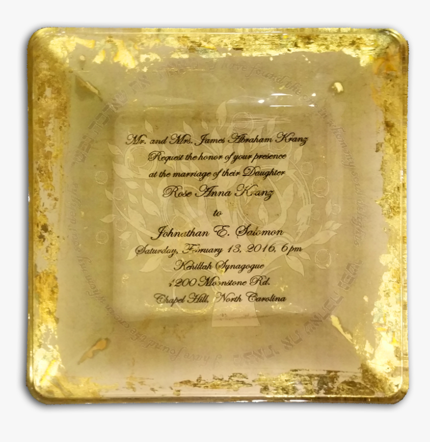 Personalized Glass Wedding Plate With Gold Leaf Accent - Commemorative Plaque, HD Png Download, Free Download
